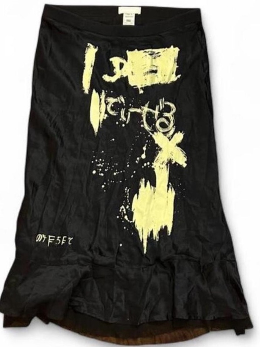 Diesel Black Midi Skirt with Yellow Graphic Print